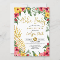 Watercolor Tropical Hawaiian Pineapple Baby Shower