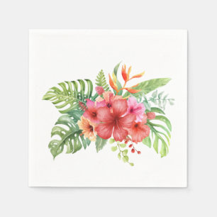 Watercolor Tropical Hibiscus Flowers Napkins