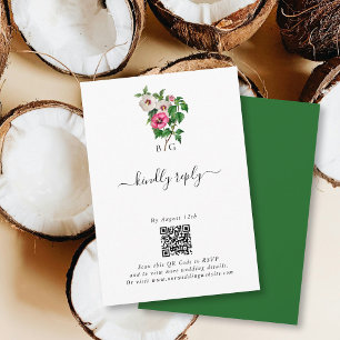 Watercolor Tropical Hibiscus Summer Wedding Enclosure Card