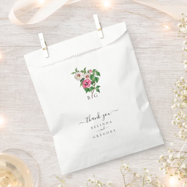 Watercolor Tropical Hibiscus Summer Wedding  Favor Bag (Clipped)