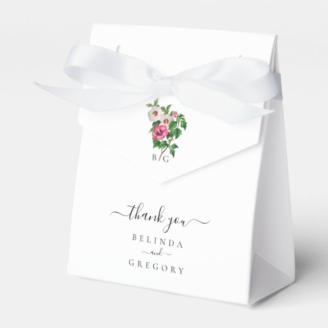 Watercolor Tropical Hibiscus Summer Wedding  Favor Boxes (Front Side)