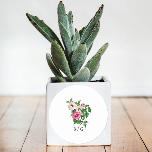 Watercolor Tropical Hibiscus Summer Wedding Favor Classic Round Sticker