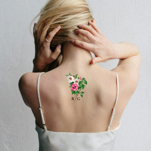 Watercolor Tropical Hibiscus Summer Wedding Favor Temporary Tattoos