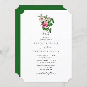 Watercolor Tropical Hibiscus Summer Wedding Invitation
