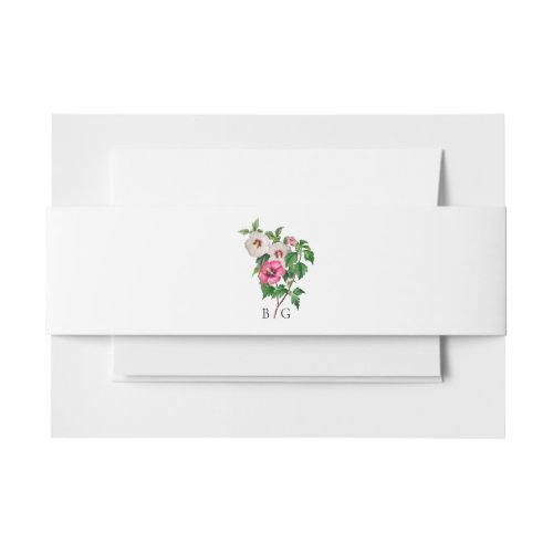 Watercolor Tropical Hibiscus Summer Wedding  Invitation Belly Band