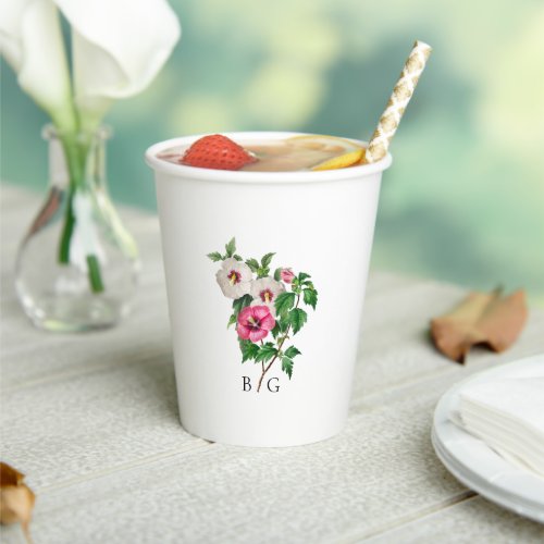 Watercolor Tropical Hibiscus Summer Wedding  Paper Cups