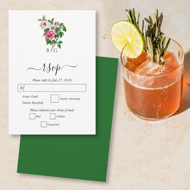 Watercolor Tropical Hibiscus Summer Wedding RSVP Card (Watercolor Tropical Hibiscus Summer Wedding RSVP Card)