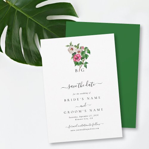 Watercolor Tropical Hibiscus Summer Wedding Save The Date