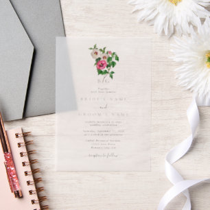 Watercolor Tropical Hibiscus Summer Wedding Vellum Invitations