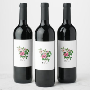 Watercolor Tropical Hibiscus Summer Wedding Wine Label