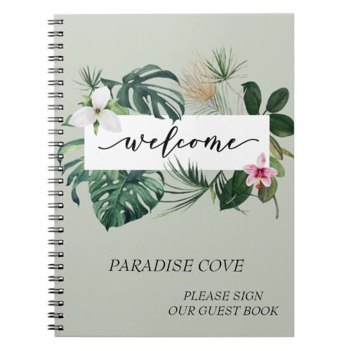 Watercolor Tropical Home Rental Guest Book 