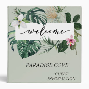 Watercolor Tropical Home Rental Guest Information 3 Ring Binder