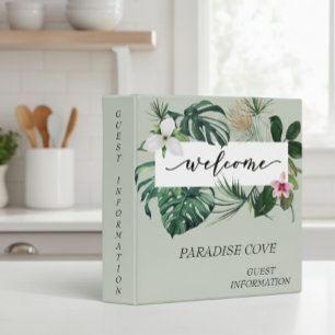 Watercolor Tropical Home Rental Guest Information 3 Ring Binder