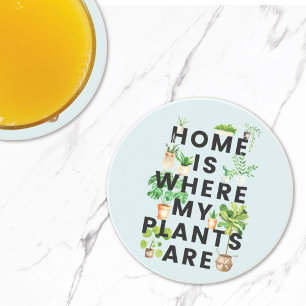 Watercolor Tropical Houseplant Gardening Quote Coaster