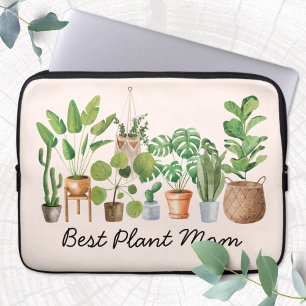 Watercolor Tropical Houseplant Mom Quote Laptop Sleeve