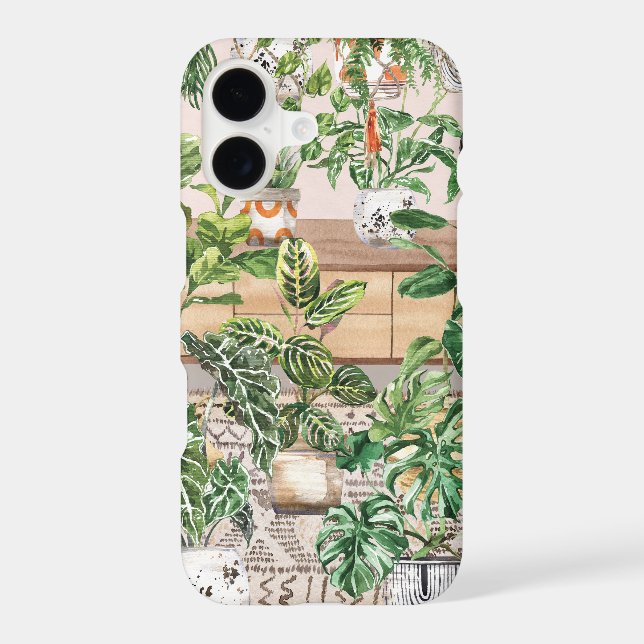 Watercolor Tropical Houseplants iPhone Case (Back)