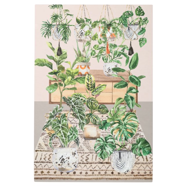 Watercolor Tropical Houseplants Metal Print (Front)