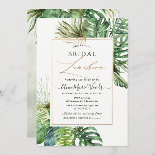 Watercolor Tropical Jungle Bridal Luncheon Invitat Invitation