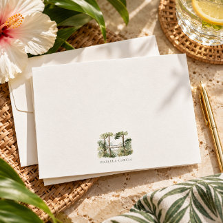 Watercolor Tropical Jungle Personalized Stationery Note Card