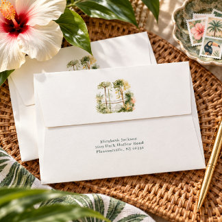 Watercolor Tropical Jungle Suspension Bridge Envelope