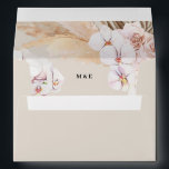 Watercolor tropical leaf orchid pampas grass envelope<br><div class="desc">Watercolor tropical leaf orchid pampas grass rose envelope liner. Part of a wedding suite. With space for initials and return address.</div>