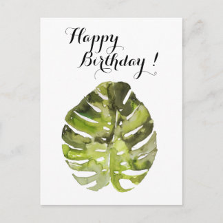 Watercolor Tropical Leaf Painting Postcard