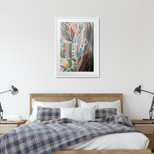 Watercolor Tropical Leaves and Botanical Abstract Framed Art