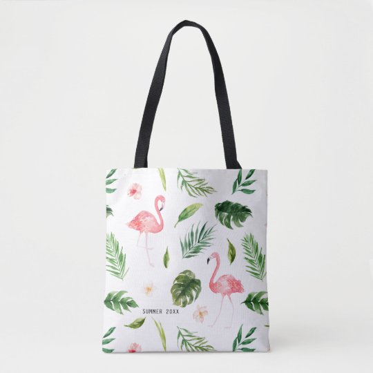 Watercolor Tropical Leaves And Flamingo Tote Bag Zazzle Watercolor Tropical Leaves And Flamingo Tote Bag