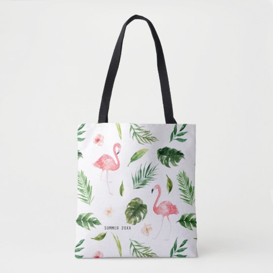 Watercolor Tropical Leaves and Flamingo Tote Bag | Zazzle.com