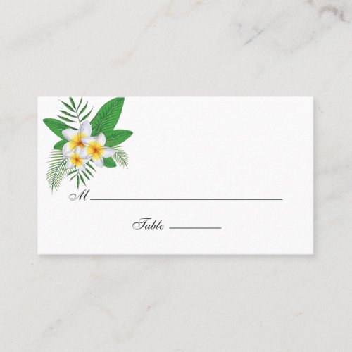 Watercolor Tropical Leaves Beach Wedding Place Card