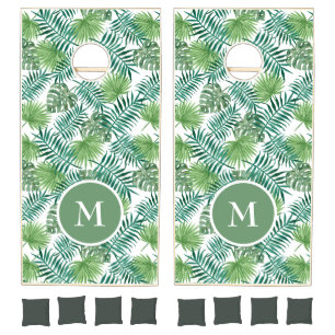 Watercolor Tropical Leaves Cornhole Set