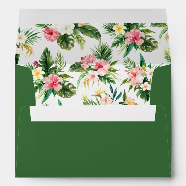 Watercolor Tropical Leaves Floral Wedding For 5x7 Envelope