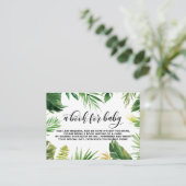 Watercolor Tropical Leaves Frame Baby Book Request Enclosure Card (Standing Front)