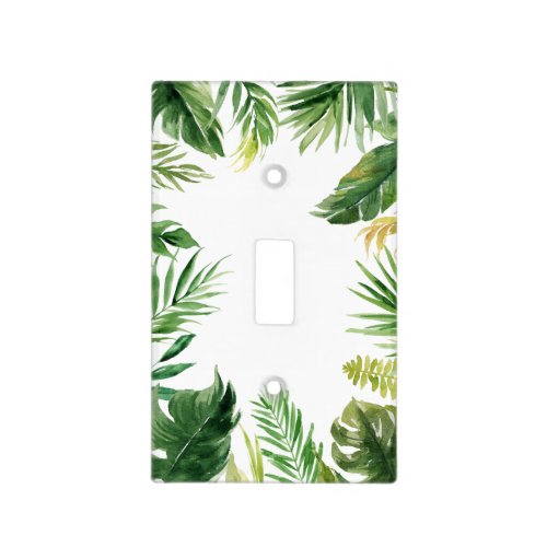Watercolor Tropical Leaves Frame Light Switch Cover