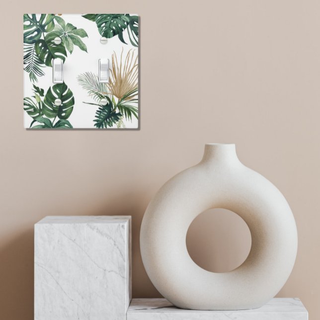 Watercolor Tropical Leaves Green Leaf  Light Switch Cover (Creator Uploaded)