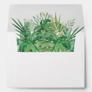 Watercolor Tropical Leaves Lined Envelope