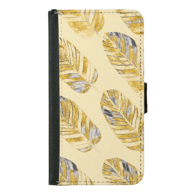 Watercolor Tropical Leaves Modern Pattern Samsung Galaxy Wallet Case (Front)