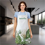 Watercolor Tropical Leaves Monogram  Apron<br><div class="desc">This design may be personalized by choosing the customize option to add text or make other changes. If this product has the option to transfer the design to another item, please make sure to adjust the design to fit if needed. Contact me at colorflowcreations@gmail.com if you wish to have this...</div>