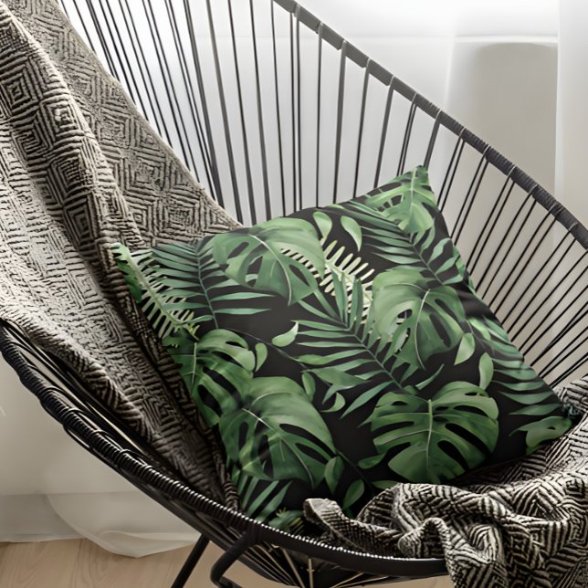 Watercolor Tropical Leaves Outdoor Pillow (Creator Uploaded)