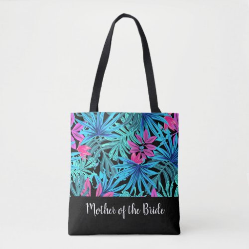Watercolor tropical leaves own name text Wedding Tote Bag