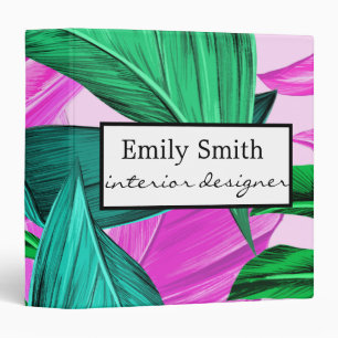 Watercolor Tropical Leaves Pattern 3 Ring Binder
