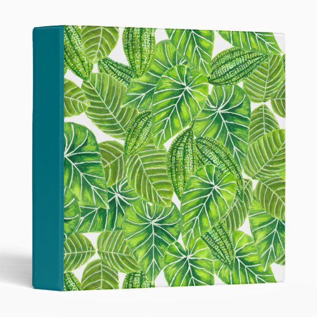 Watercolor tropical leaves pattern design binder (Front/Spine)