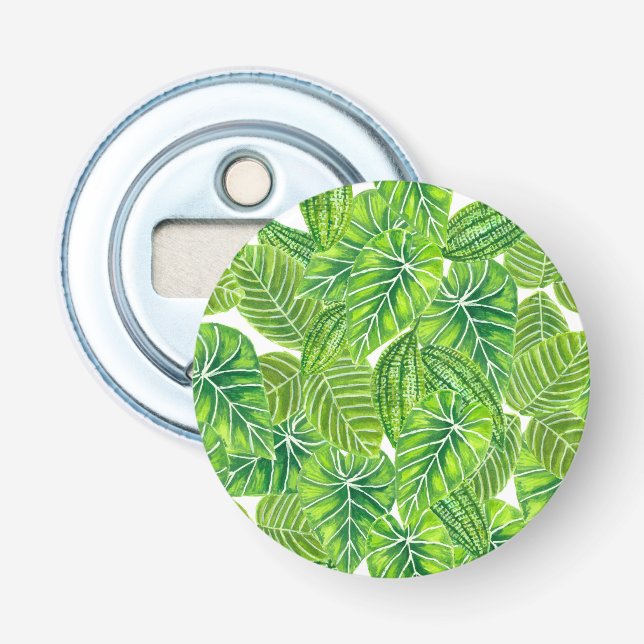 Watercolor tropical leaves pattern design bottle opener (Front)