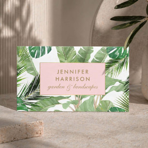 Watercolor Tropical Leaves Pattern Designer Business Card