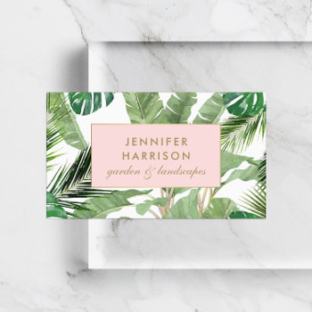 Watercolor Tropical Leaves Pattern Designer Business Card by 1201am at Zazzle