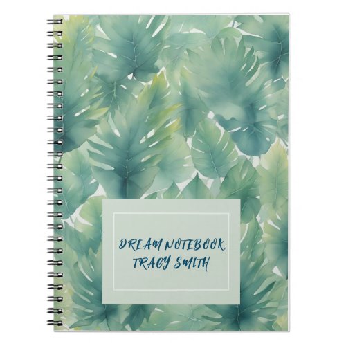 Watercolor Tropical Leaves Pattern  Notebook