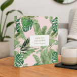 Watercolor Tropical Leaves Pattern on Pink 3 Ring Binder<br><div class="desc">Organize client contracts, marketing collateral, lessons plans, and more with this chic tropical print personalized 3-ring binder. A watercolor pattern of tropical leaves and plants fills the background of this pink personalized binder. Your name or business name is elegantly displayed in a white and gold framed box on the front....</div>