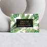 Watercolor Tropical Leaves Pattern on White Business Card