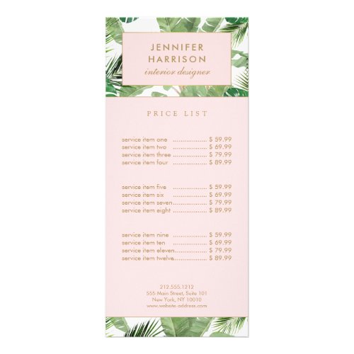 Watercolor Tropical Leaves Pattern Rack Card