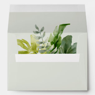 Watercolor Tropical Leaves Return Address Envelope
